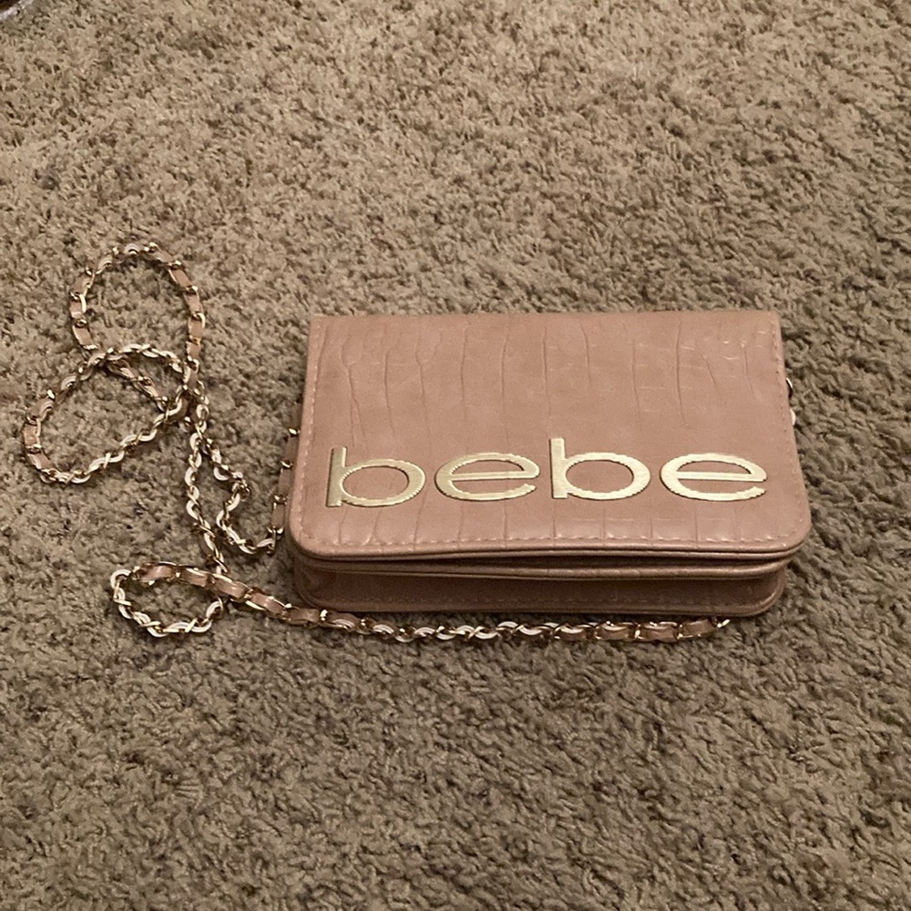 Bebe Tan Crossbody Bag with Chain Strap